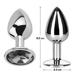plug anal aluminio con joya color blanco talla m - detalle 3