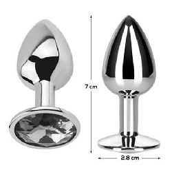 plug anal aluminio con piedra transparente talla s - detalle 3