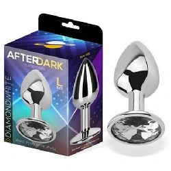 plug anal de aluminio con joya blanco talla L
