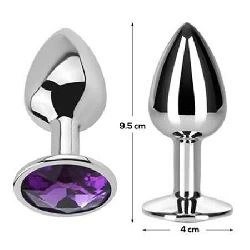 plug anal de aluminio con joya morada talla L - detalle 3