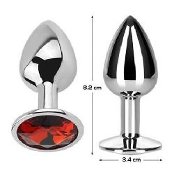 plug anal de metal con joya roja talla m - detalle 3
