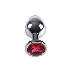 plug anal de metal fucsia con bolsa secret play