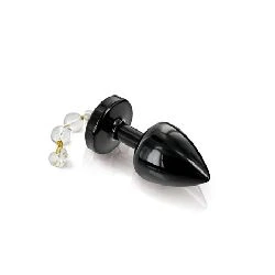 plug negro anal con perlas swaroski talla 1