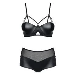 set 2 piezas sujetador y shorties negro letheria - detalle 3
