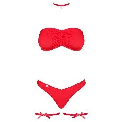 set de lenceria intima tanga sujetador gargantilla roja kissmas - detalle 3