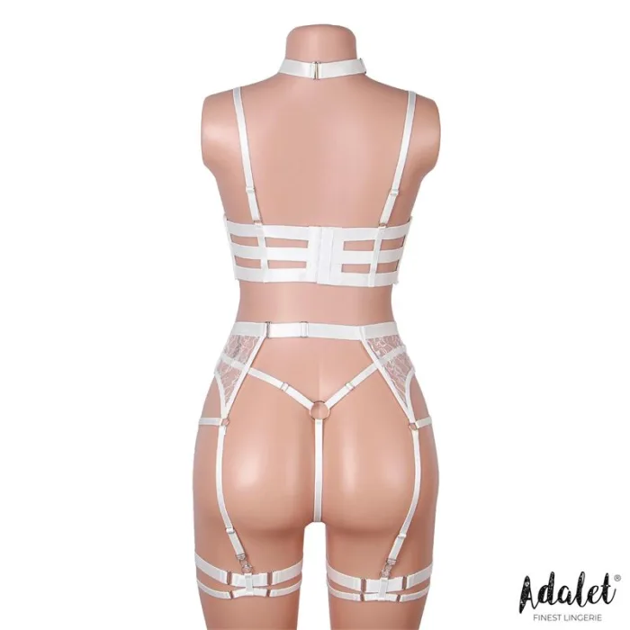 Set Sujetador Tanga Y Liguero Blanco Hyacinth - detalle 2