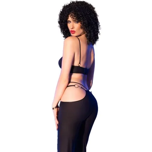 Set Top Negro Y Leggins Con Complementos Dorados - detalle 2