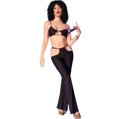 Set Top Negro Y Leggins Con Complementos Dorados - detalle 3