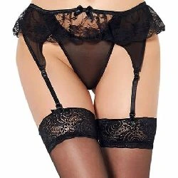 tanga con liguero negro queen lingerie