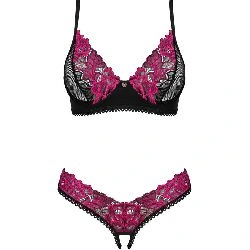 tanga y sujetador negro y rosa rosenty obsessive - detalle 4