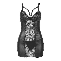vestido de cuero negro con tanga - detalle 4