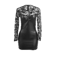 vestido de manga larga con encaje negro - detalle 4