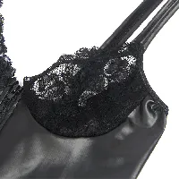 vestido negro de cuero con cremallera varias tallas - detalle 5
