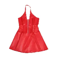 vestido sexy de cuero con cremallera rojo - detalle 5