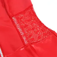 vestido sexy de cuero con cremallera rojo - detalle 6