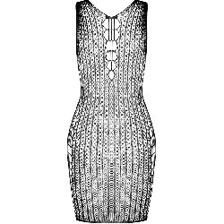 vestido transparente negro con rejillas talla unica - detalle 5