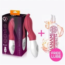vibrador buldy con usb de silicona flexible y lubricante