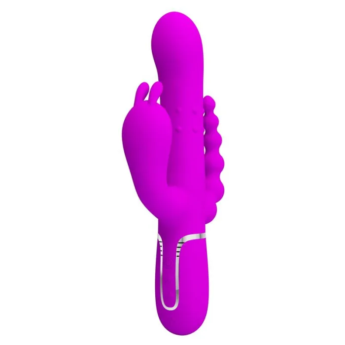 Vibrador con Bolas Rotadoras y Cadena Anal Morado - detalle 2