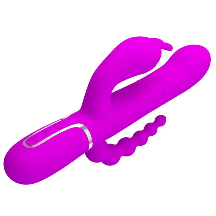 Vibrador con Bolas Rotadoras y Cadena Anal Morado - detalle 4