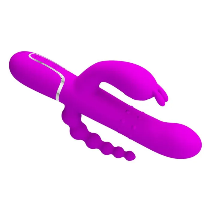 Vibrador con Bolas Rotadoras y Cadena Anal Morado - detalle 5