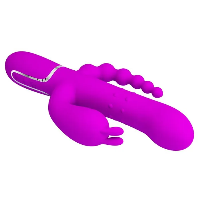 Vibrador con Bolas Rotadoras y Cadena Anal Morado - detalle 6