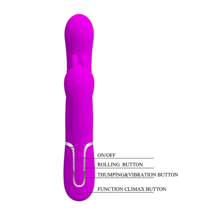 Vibrador con Bolas Rotadoras y Cadena Anal Morado - detalle 7