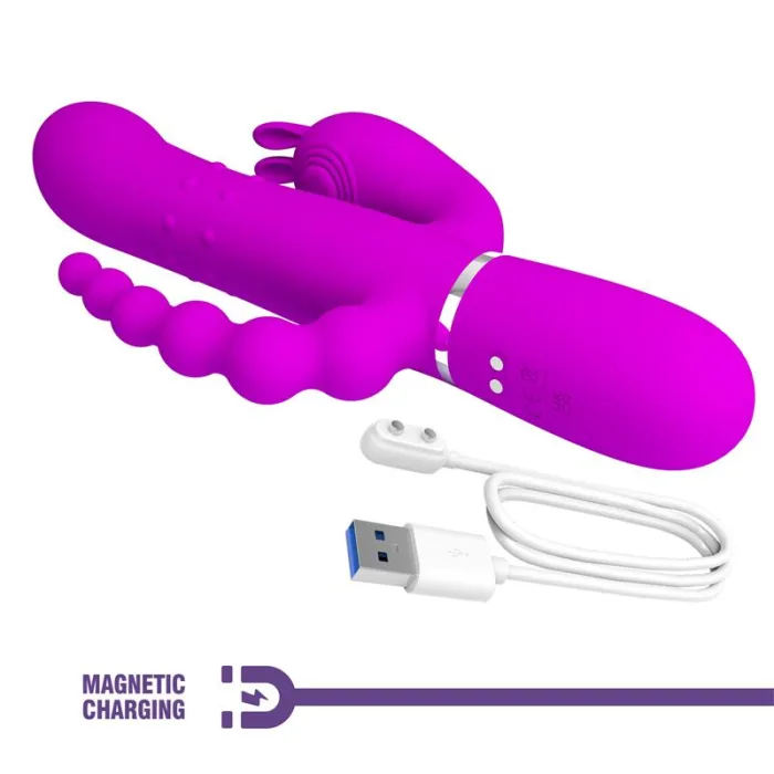 Vibrador con Bolas Rotadoras y Cadena Anal Morado - detalle 8