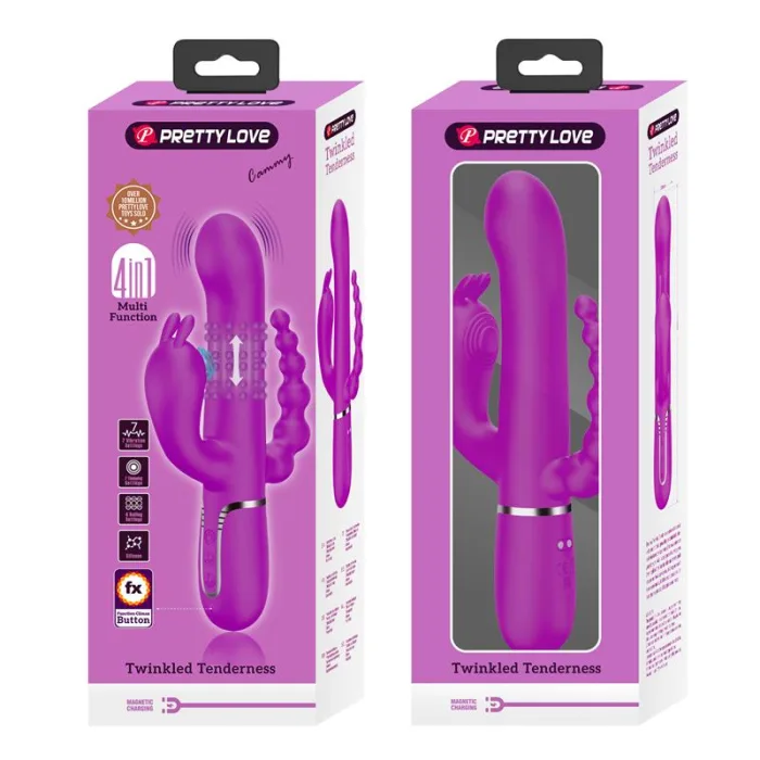Vibrador con Bolas Rotadoras y Cadena Anal Morado - detalle 9
