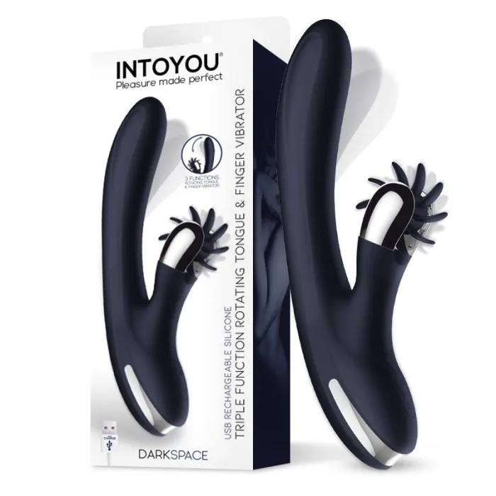 Vibrador con Lenguas Rotadora y Movimiento Finger Azul