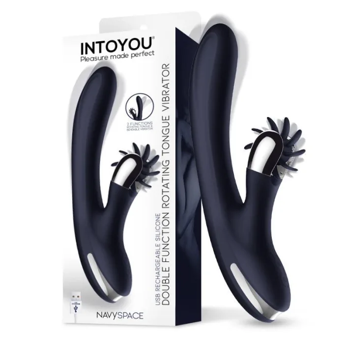 Vibrador con Lenguas Rotadoras Navyspace Azul