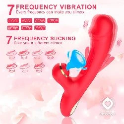 vibrador con succion y lengua flip flap 3 motores rojo - detalle 4