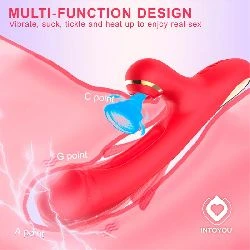 vibrador con succion y lengua flip flap 3 motores rojo - detalle 5