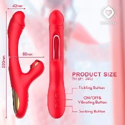 vibrador con succion y lengua flip flap 3 motores rojo - detalle 7