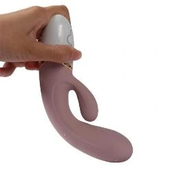 vibrador de 19 cm color nude de silicona y con usb huan