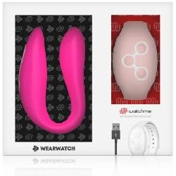 vibrador fucsia para pareja doble con reloj rosa - detalle 6