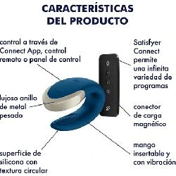 vibrador para pareja satisfyer double love luxury azul - detalle 5