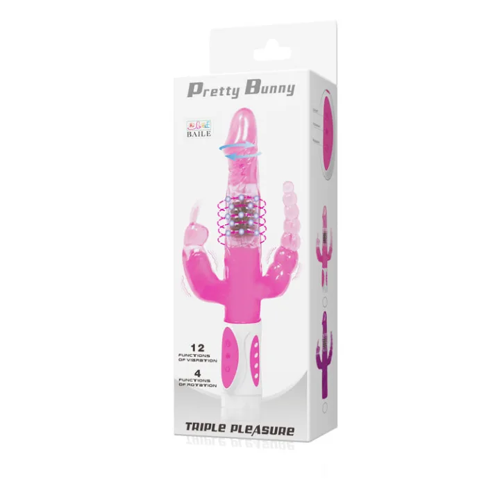 VIBRADOR ROTADOR Triple función rosa - detalle 8