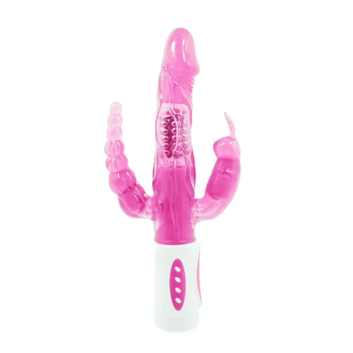 Vibrador Rotador Triple Función Rosa