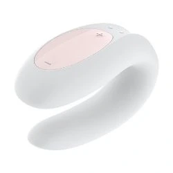vibrador satisfyer para parejas con app double joy blanco rosa - detalle 3