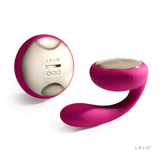 Masajeador para parejas color cereza con vibrador doble