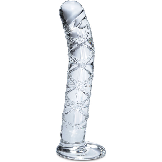 masajeador de cristal en forma de pene curvado