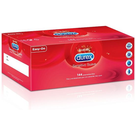 caja de 144 preservativos sensitivos suaves durex
