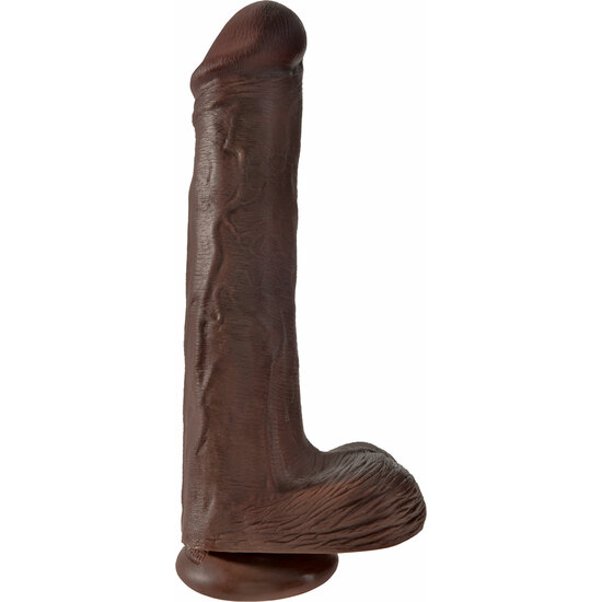 king cock pene realístico con testículos 35,5cm marrón