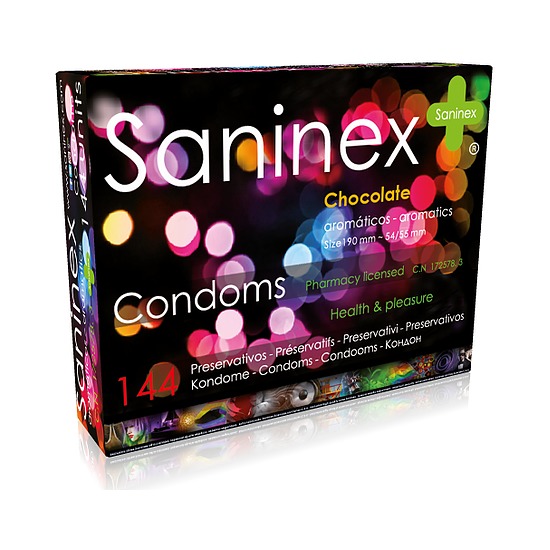 preservativos chocolate 144 unidades de marca saninex
