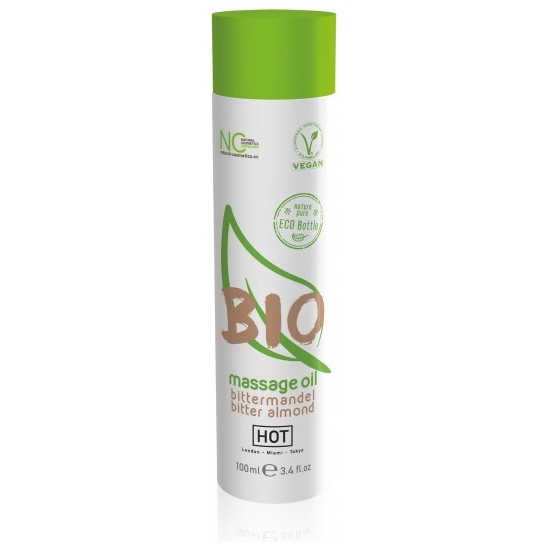 Aceite de masaje de almendra vegano y orgánico marca hot bio