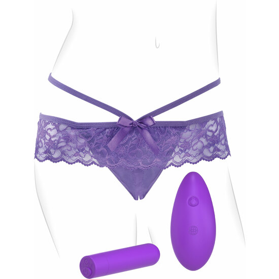 Tanga Vibrador Con Abertura Morado Fantasy